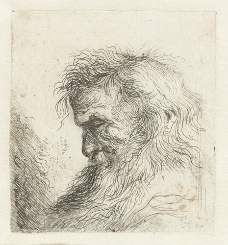 Hoofd van een oude man met baard by Jan Lievens, print, 1625-1674