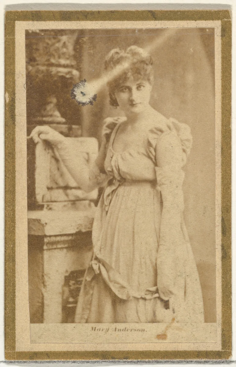 Mary Anderson, from the Actresses and Celebrities series (N60, Type 2) promoting Little Beauties Cigarettes for Allen & Ginter brand tobacco products by Allen & Ginter, photograph, 1887