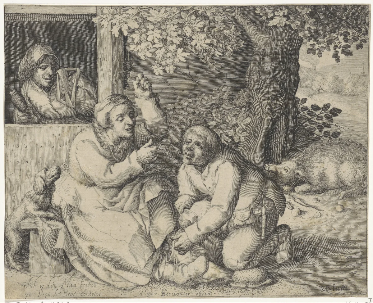 Battle of the Trousers by Pieter Serwouters, print, 1607