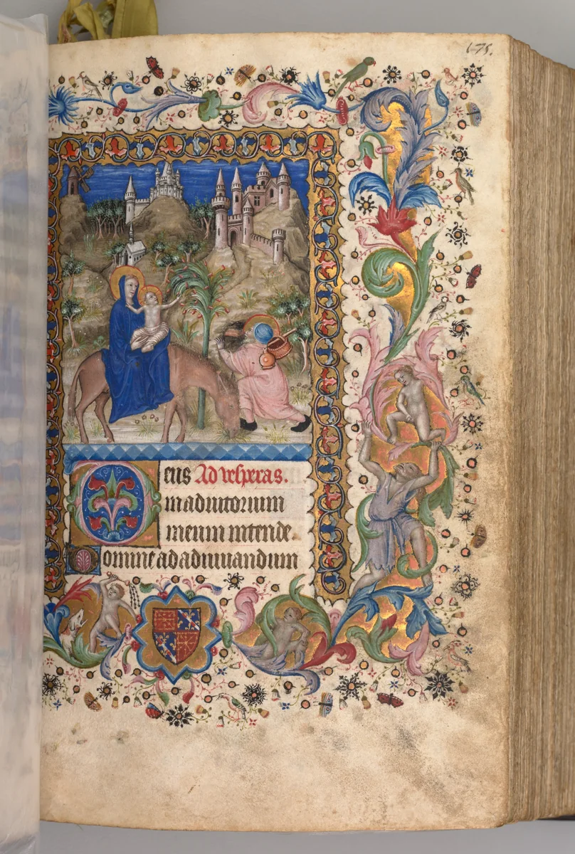 Hours of Charles the Noble, King of Navarre (1361-1425): fol. 88r, Flight into Egypt (Vespers) by Master of the Brussels Initials and Associates, book, 1400-1410
