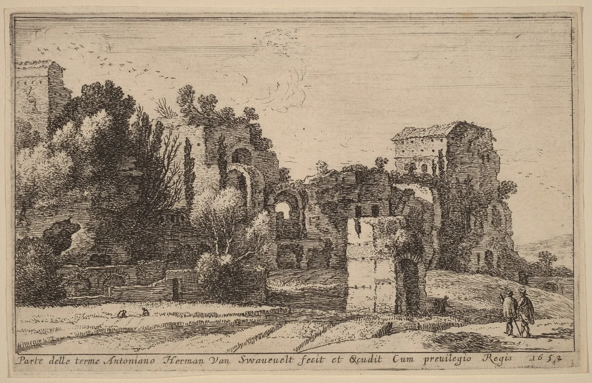 The Baths of Caracalla by Herman van Swanevelt, print, 1600-1655