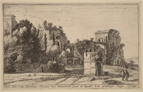 The Baths of Caracalla by Herman van Swanevelt, print, 1600-1655