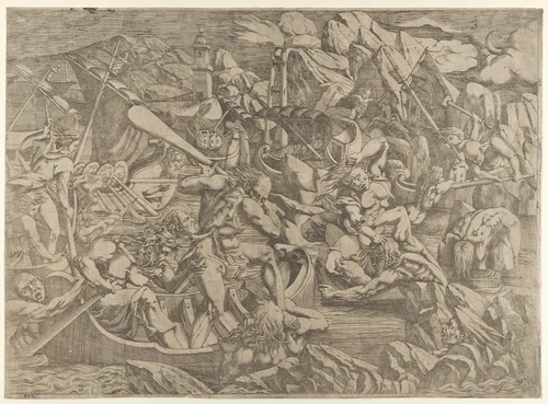 Revenge of Nauplius by Antonio Fantuzzi, print, 1540-1545