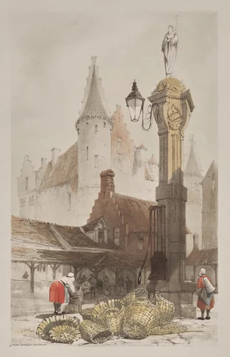 Picturesque Architecture in Paris, Ghent, Antwerp, Rouen: Fish Market, Antwerp, Belgium by Thomas Shotter Boys, other, 1839