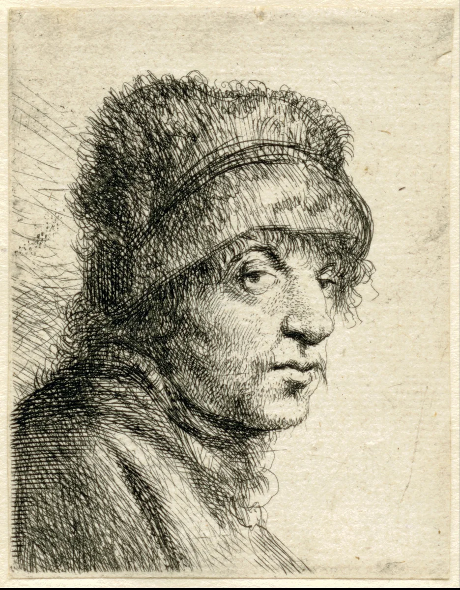 Hoofd van een man met muts by Jan Lievens, print, 1625-1674