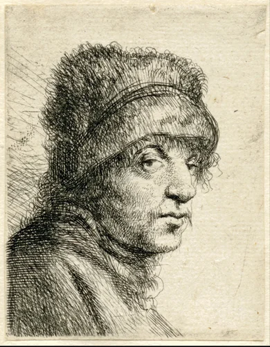 Hoofd van een man met muts by Jan Lievens, print, 1625-1674