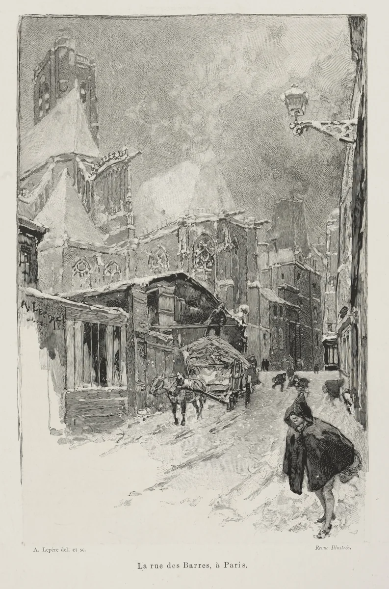 La Rue des Barres, Paris by Auguste Louis Lepère, print, 1886