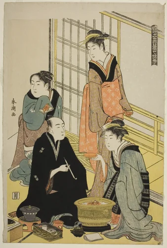 Snow, from the series "Snow, Moon, and Flowers of the Floating World (Ukiyo setsugekka)" by Katsukawa Shuncho, print, 1779-1790