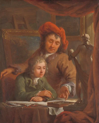 The Drawing Lesson by Abraham van Strij, painting, 1790-1809