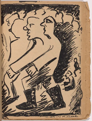 Plate (folio 23) from Mirskontsa (Worldbackwards) by Natalia Goncharova, illustrated book, 1912