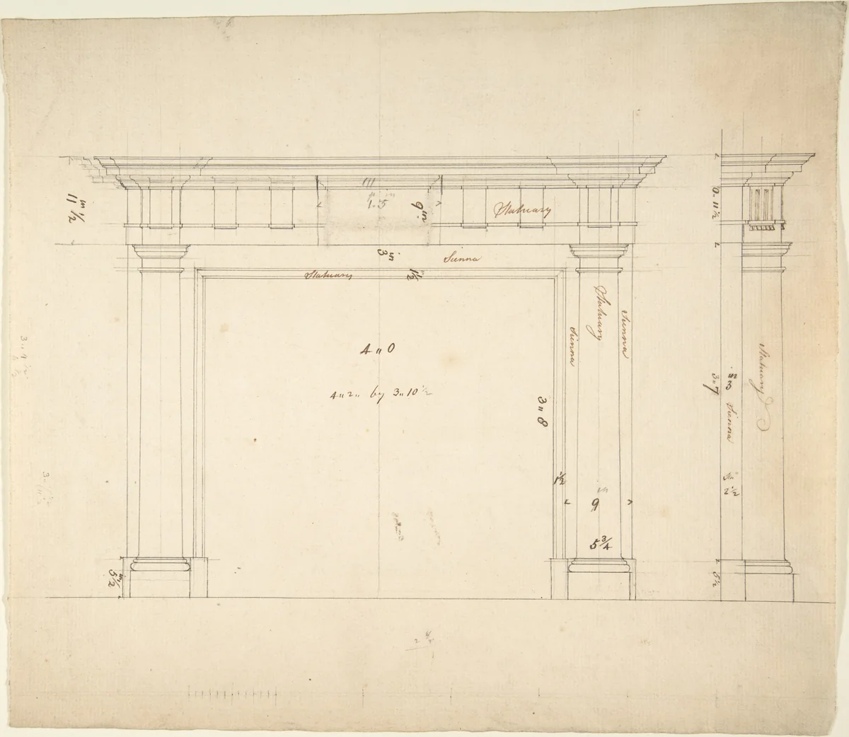 Design for a Chimneypiece by Sir William Chambers, drawing, 1740-1800