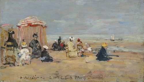 On the Beach by Eugène Boudin, painting, 1894