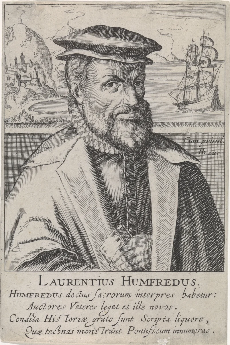 Portret van Laurence Humfrey by Simon Frisius, print, 1610