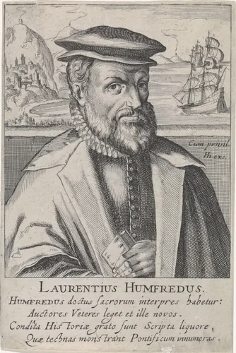 Portret van Laurence Humfrey by Simon Frisius, print, 1610