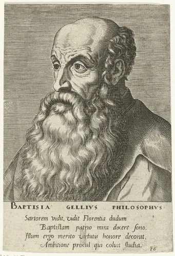 Portret van Gian Battista Gelli by Philips Galle, print, 1572