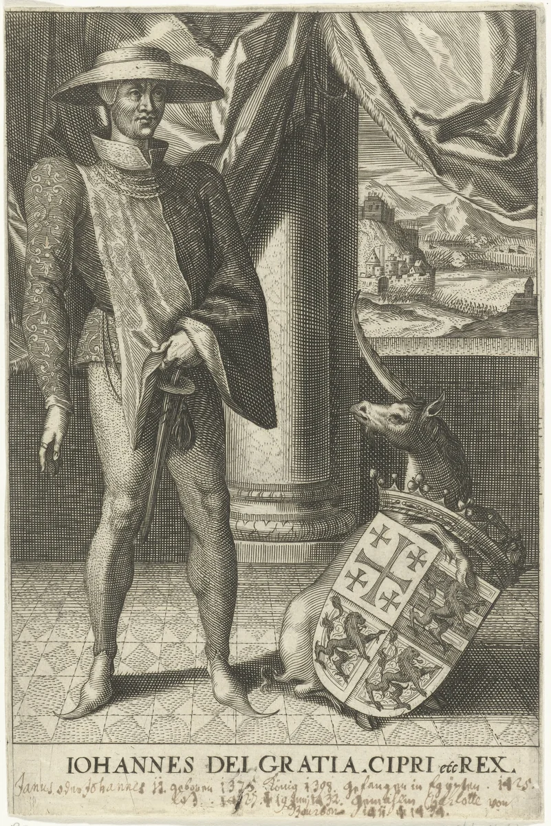 Portret van Janus II van Cyprus by anonymous, print, 1550-1600