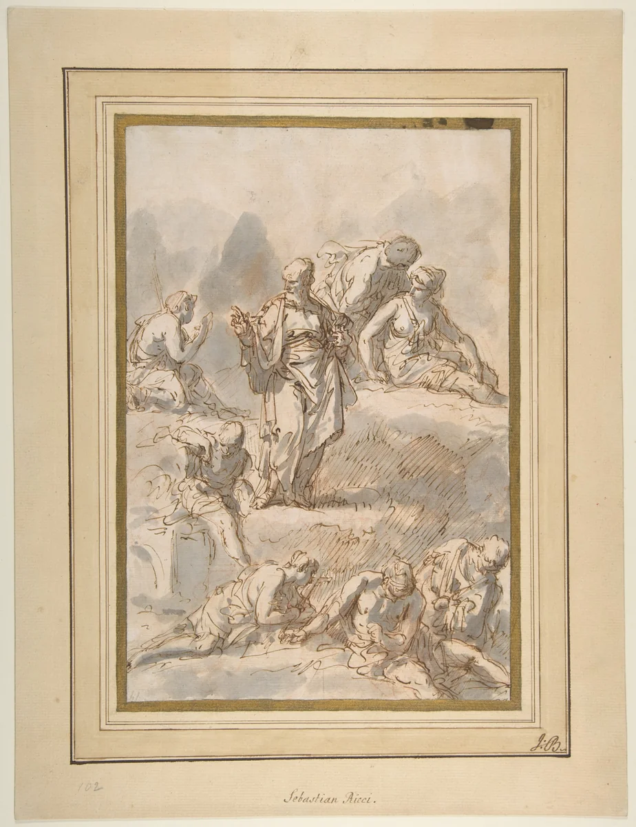 Figure Studies by Sebastiano Ricci, drawing, 1659-1734