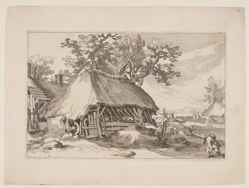 Plate 7, from Landscapes with Farmhouses by Boëtius Adamsz. Bolswert, print, 1614
