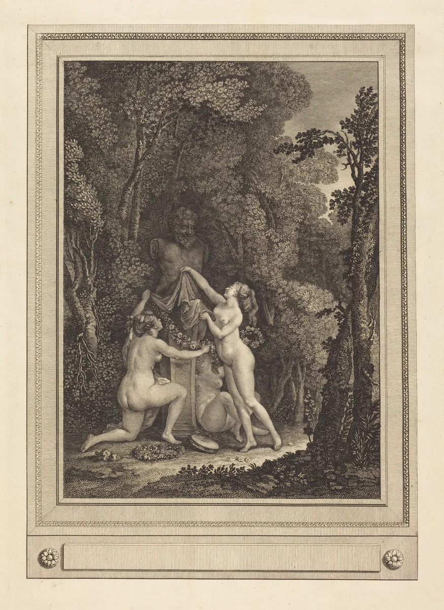 Les nymphes scrupuleuses by Gérard Vidal; Nicolas Lavreince, print, 1784