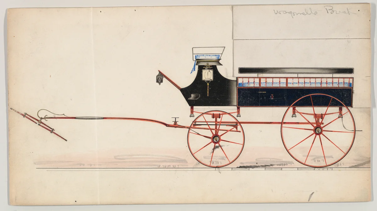 Wagonette Break (no number) by Brewster & Co., drawing, 1850-1870