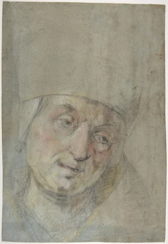 Head of a Pope(?) (recto); Two Studies of Left Hand (verso) by Jacopo Bassano, drawing, 1550-1600