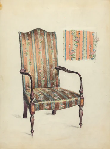 Hepplewhite Arm Chair by Elizabeth Curtis, index of american design, 1936