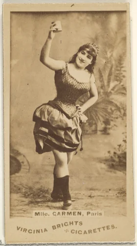 Mlle. Carmen, Paris, from the Actors and Actresses series (N45, Type 1) for Virginia Brights Cigarettes by Allen & Ginter, photograph, 1885-1891