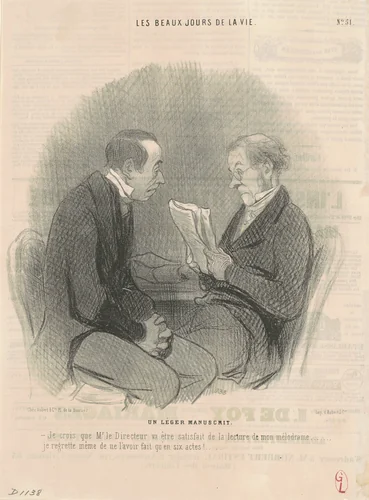 Un léger manuscrit by Honoré Daumier, print, 1845