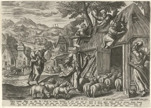 Petrus als goede herder by Unknown, print, 1560-1595