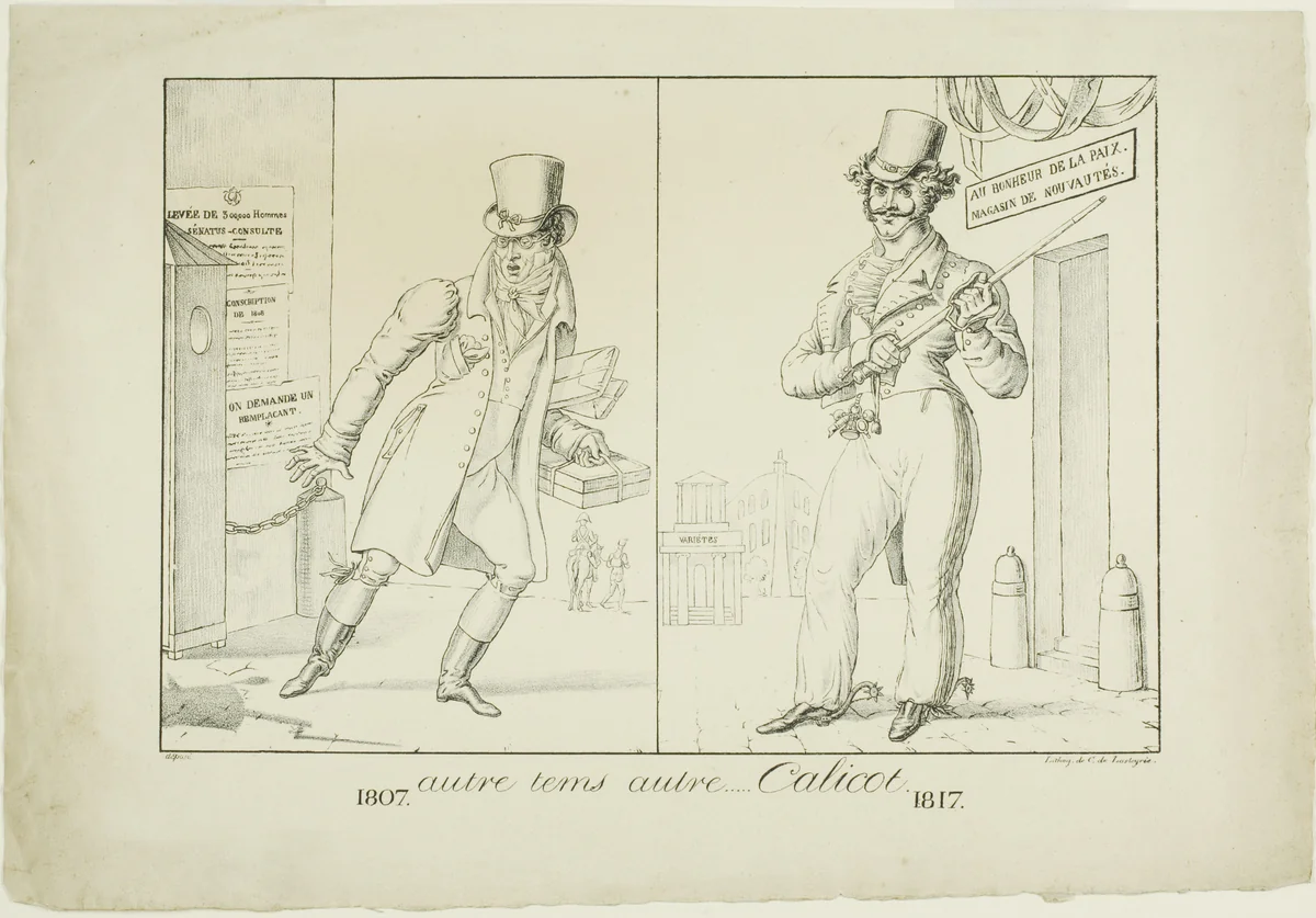 Autre Temps, autre... Calicot. by Unknown French artist, print, 1812-1822