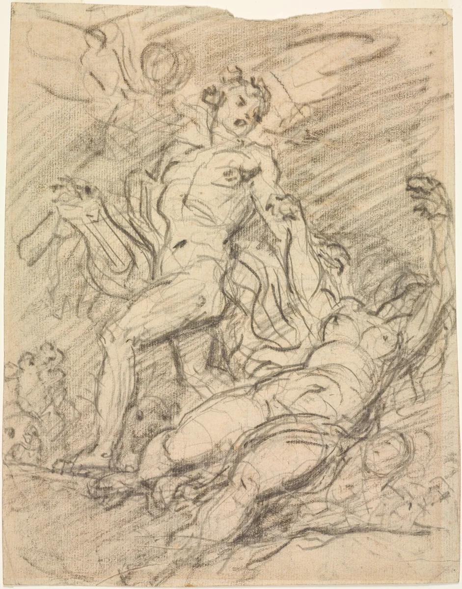 Orpheus and Eurydice (recto) by Jean Honoré Fragonard, drawing, 1757-1766