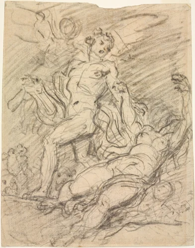 Orpheus and Eurydice (recto) by Jean Honoré Fragonard, drawing, 1757-1766
