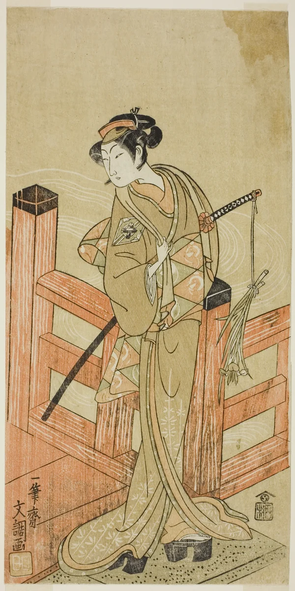 The Actor Nakamura Matsue I as Tsuchiya Umegawa Disguised as the Female Sumo Wrestler Oyodo (?) in the Play Naniwa no Onna-zumo (?), Performed at the Nakamura Theater (?) in the Sixth Month, 1770 (?) by Ippitsusai Buncho, print, 1765-1775