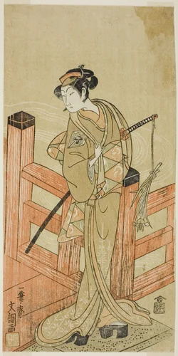 The Actor Nakamura Matsue I as Tsuchiya Umegawa Disguised as the Female Sumo Wrestler Oyodo (?) in the Play Naniwa no Onna-zumo (?), Performed at the Nakamura Theater (?) in the Sixth Month, 1770 (?) by Ippitsusai Buncho, print, 1765-1775