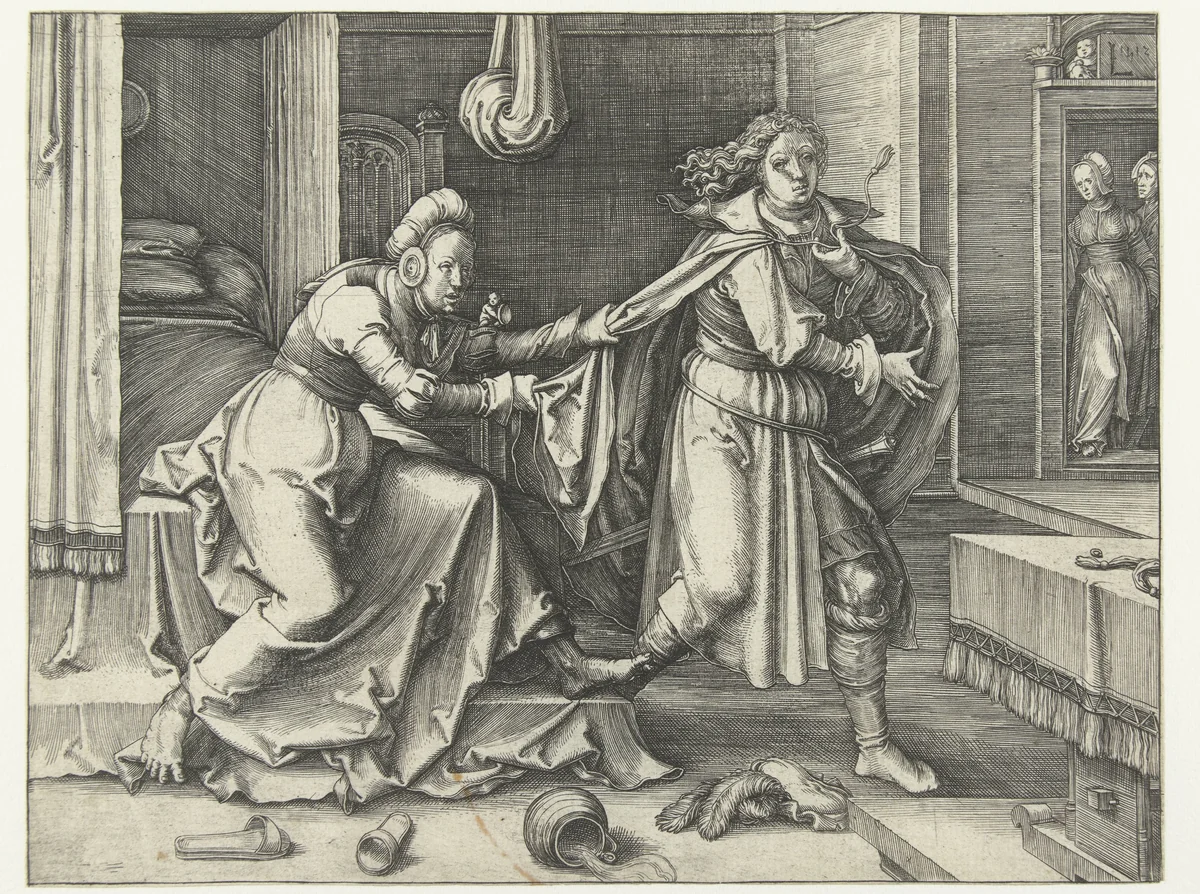 Jozef ontvlucht de vrouw van Potifar by Unknown, print, 1512