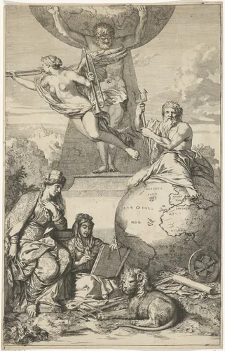 Atlas draagt de wereld op zijn schouders by Gerard de Lairesse, print, 1668