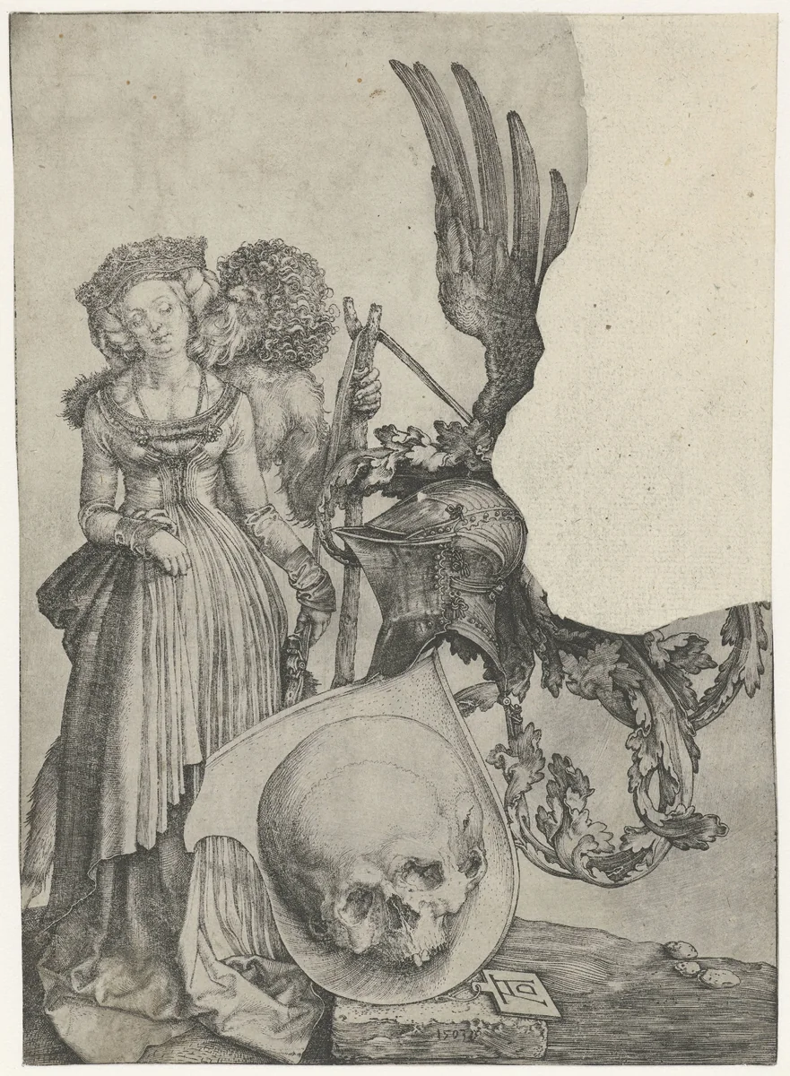 Wapenschild met vrouw en wildeman by Unknown, print, 1503