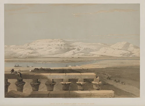 Egypt and Nubia, Volume I: Libyan Chain of Mountains, from the Temple of Luxor by Louis Haghe, print, 1847