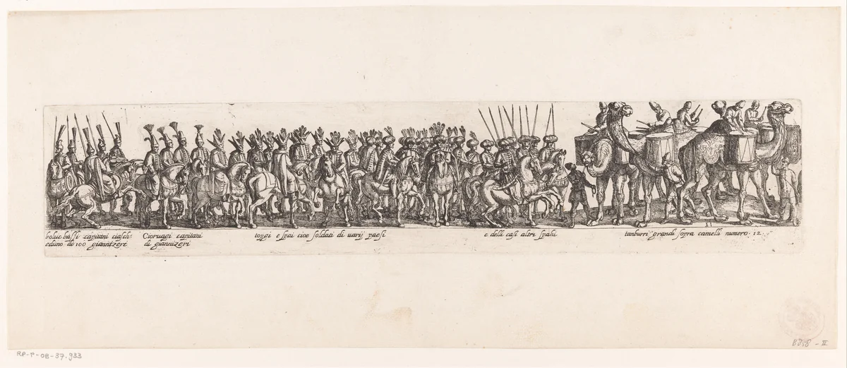 Cavalcade voor vertrek van een sultan by Antonio Tempesta, print, 1599-1647