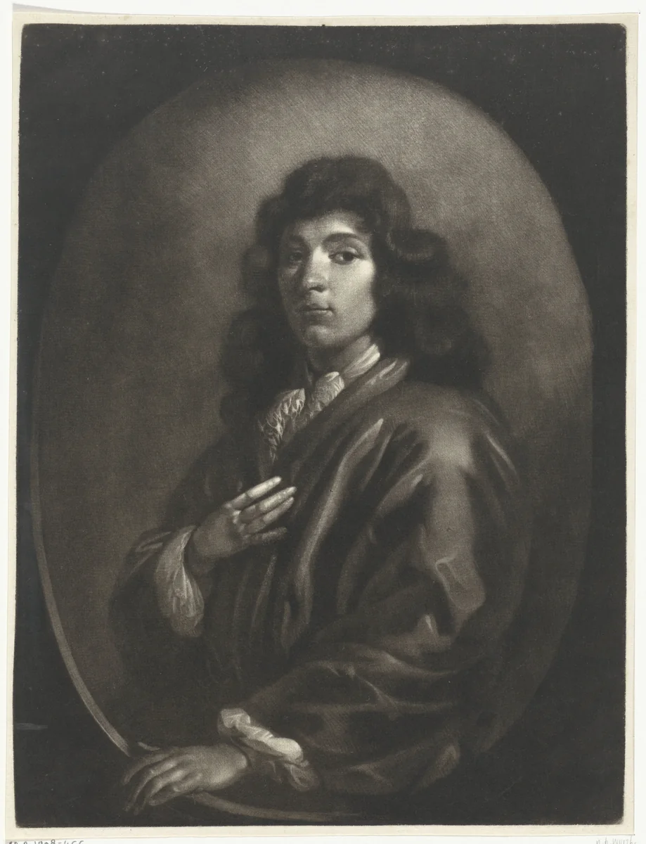 Portret van een jongeman, mogelijk Arnout Rentinck by Arnout Rentinck, print, 1722-1775