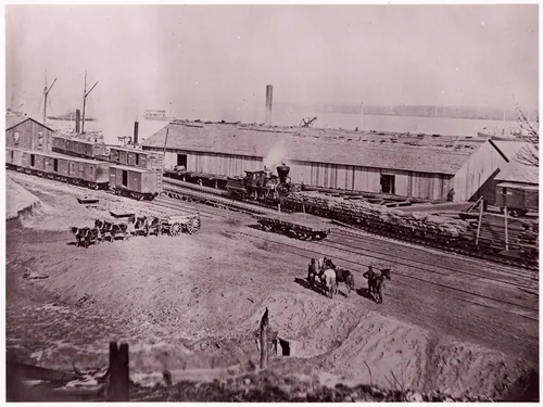 Terminus of U.S. Military Railroad, City Point, Virginia by Andrew Joseph Russell, photograph, 1861-1865