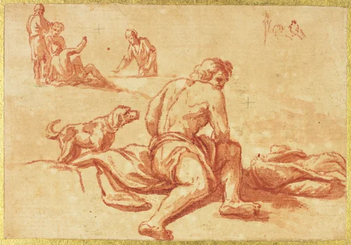 Two Sketches: Man with Dog, Group of Figures by Alessandro Magnasco
Nicolas Poussin, drawing, 1614-1749