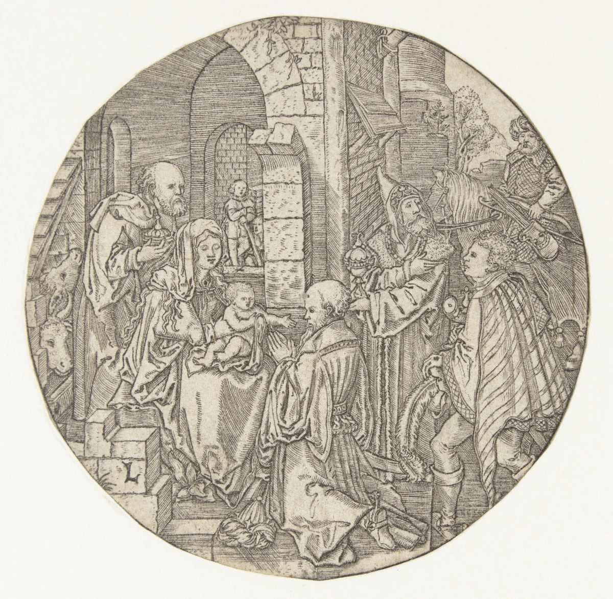 De aanbidding der koningen by Unknown, print, 1500-1524