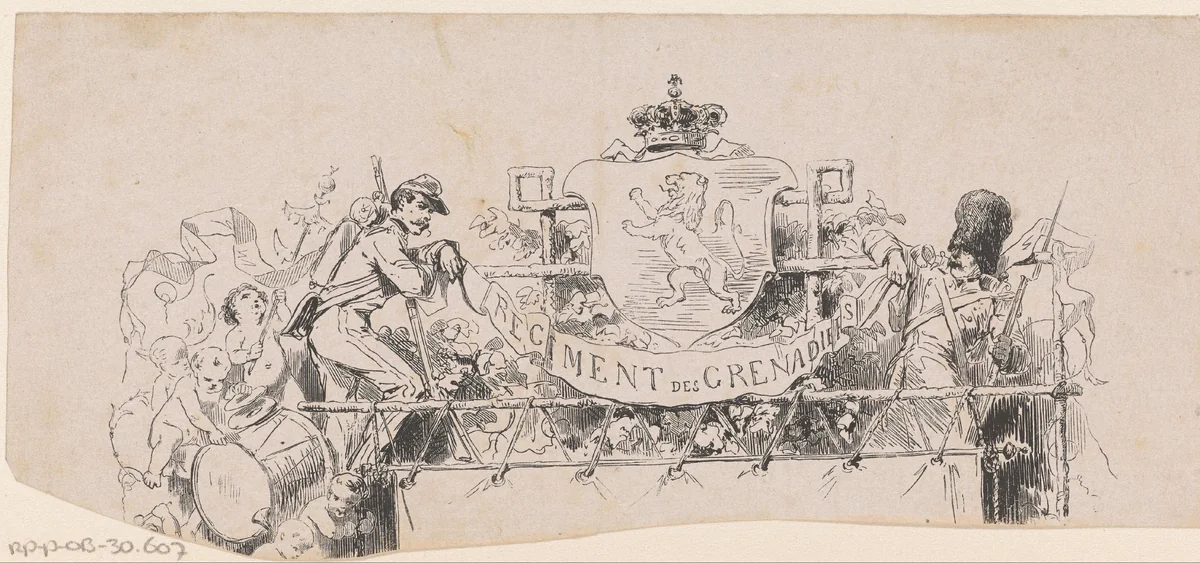 Regiment des grenadiers by Isaac Weissenbruch, print, 1836-1912