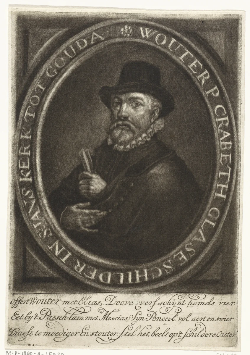 Portret van Wouter Crabeth by Johannes de Groot, print, 1698-1776