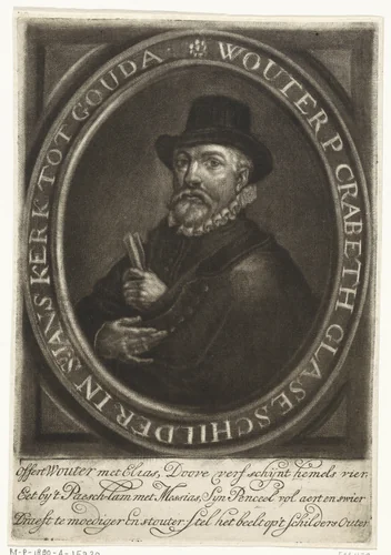 Portret van Wouter Crabeth by Johannes de Groot, print, 1698-1776
