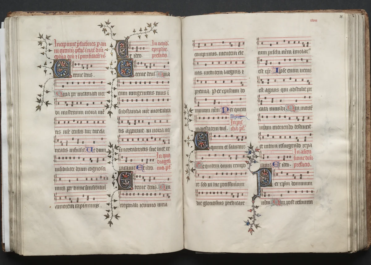 The Gotha Missal: Fol. 58r, Text by Master of the Boqueteaux, book, 1370-1380