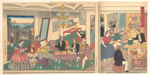 A Foreign Residence in Yokohama by Utagawa Yoshikazu, print, 1861