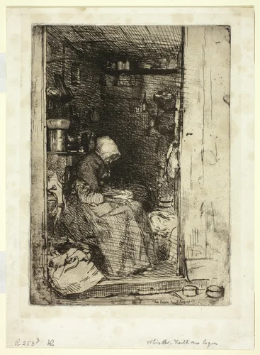 La Vieille aux Loques (The Old Woman with Rags) by James McNeill Whistler, print, 1858