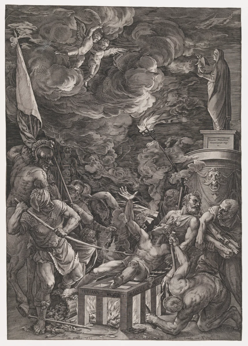 Martyrdom of St. Lawrence by Cornelis Cort, print, 1571